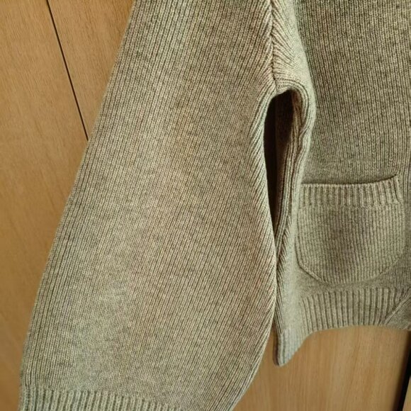 Khaite Light Taupe Wool V-Neck Cardigan - Picture 6 of 7
